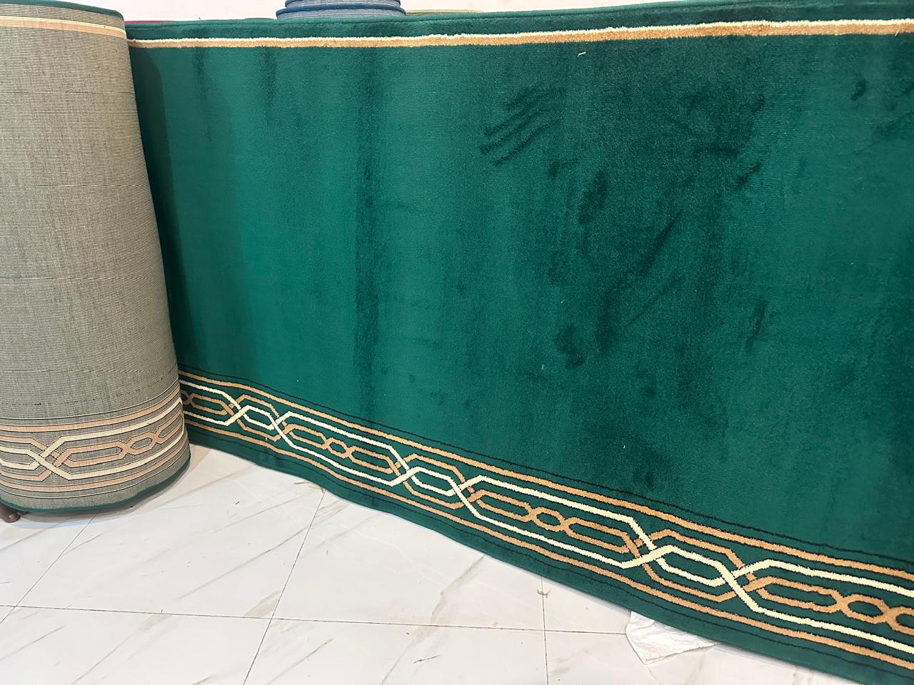 Green Border Mosque Carpet 0.5 Inch Pile
