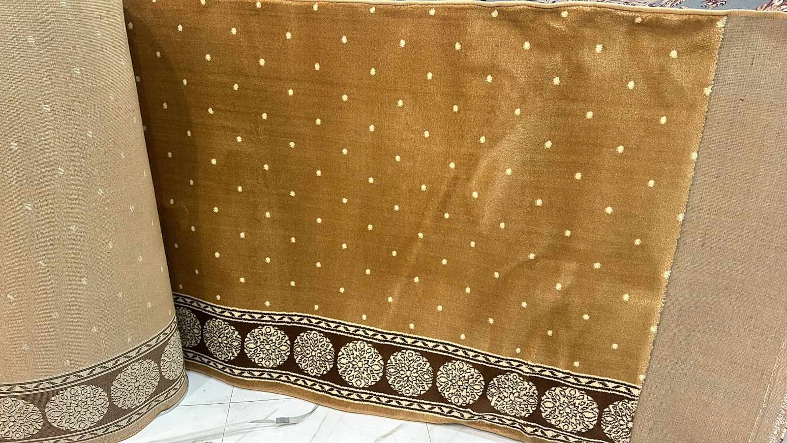 Elegant Camel Brown Prayer Hall Carpet Half Inch Pile