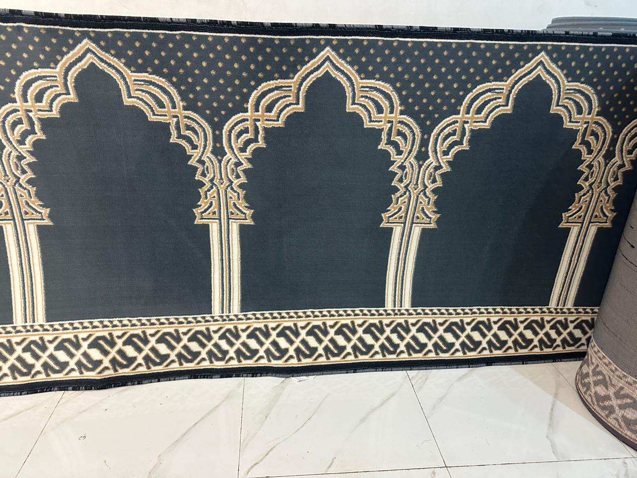 Deep Blue Islamic Arch Carpet 0.5 Inche Pile
