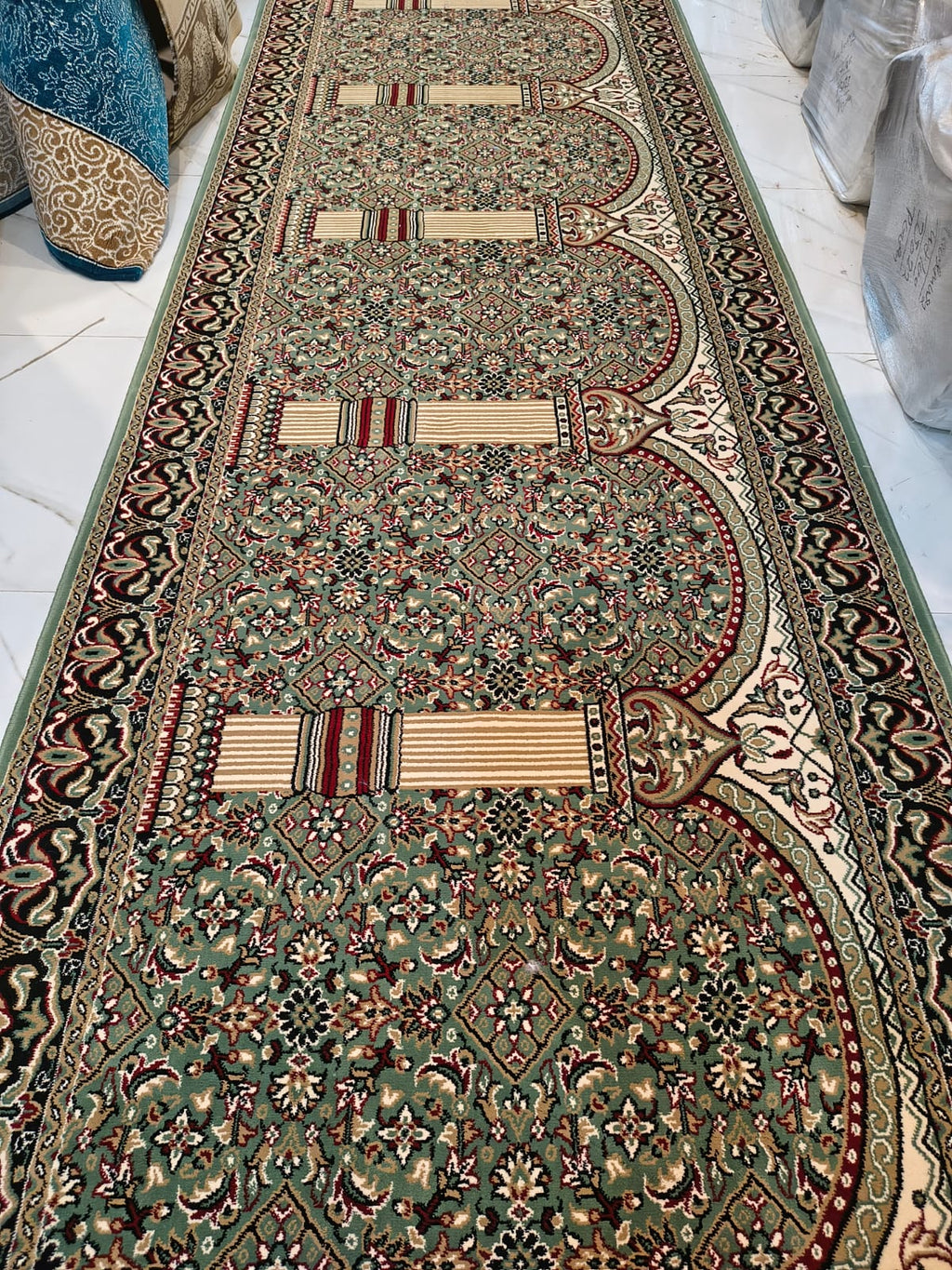 Green Floral Mihrab Janamaz Mosque Carpet