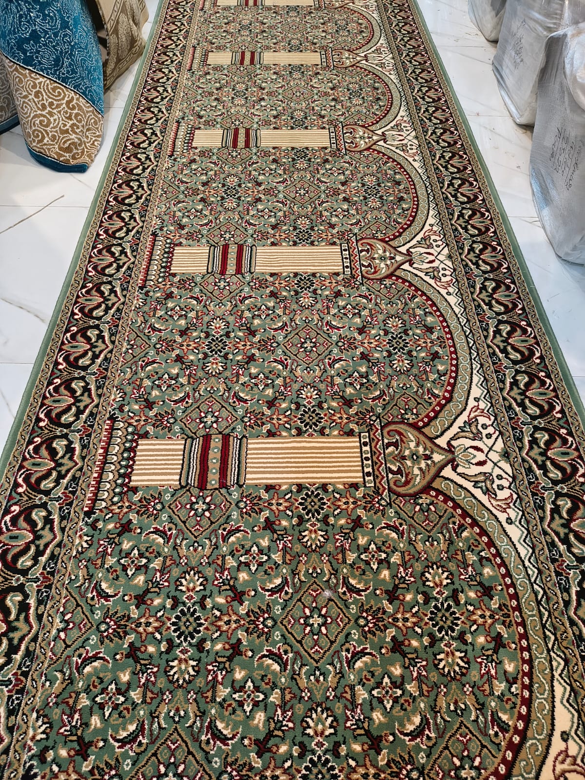Green Floral Mihrab Janamaz Mosque Carpet