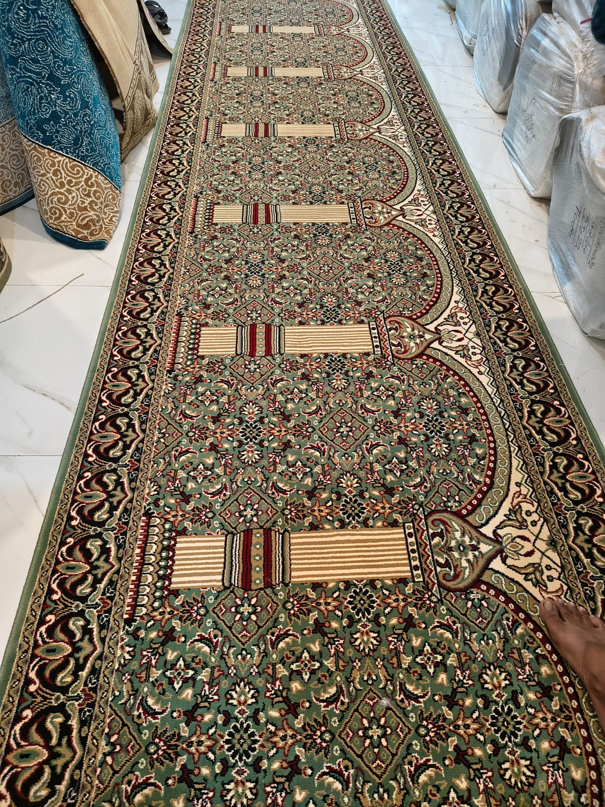 Green Floral Mihrab Janamaz Mosque Carpet