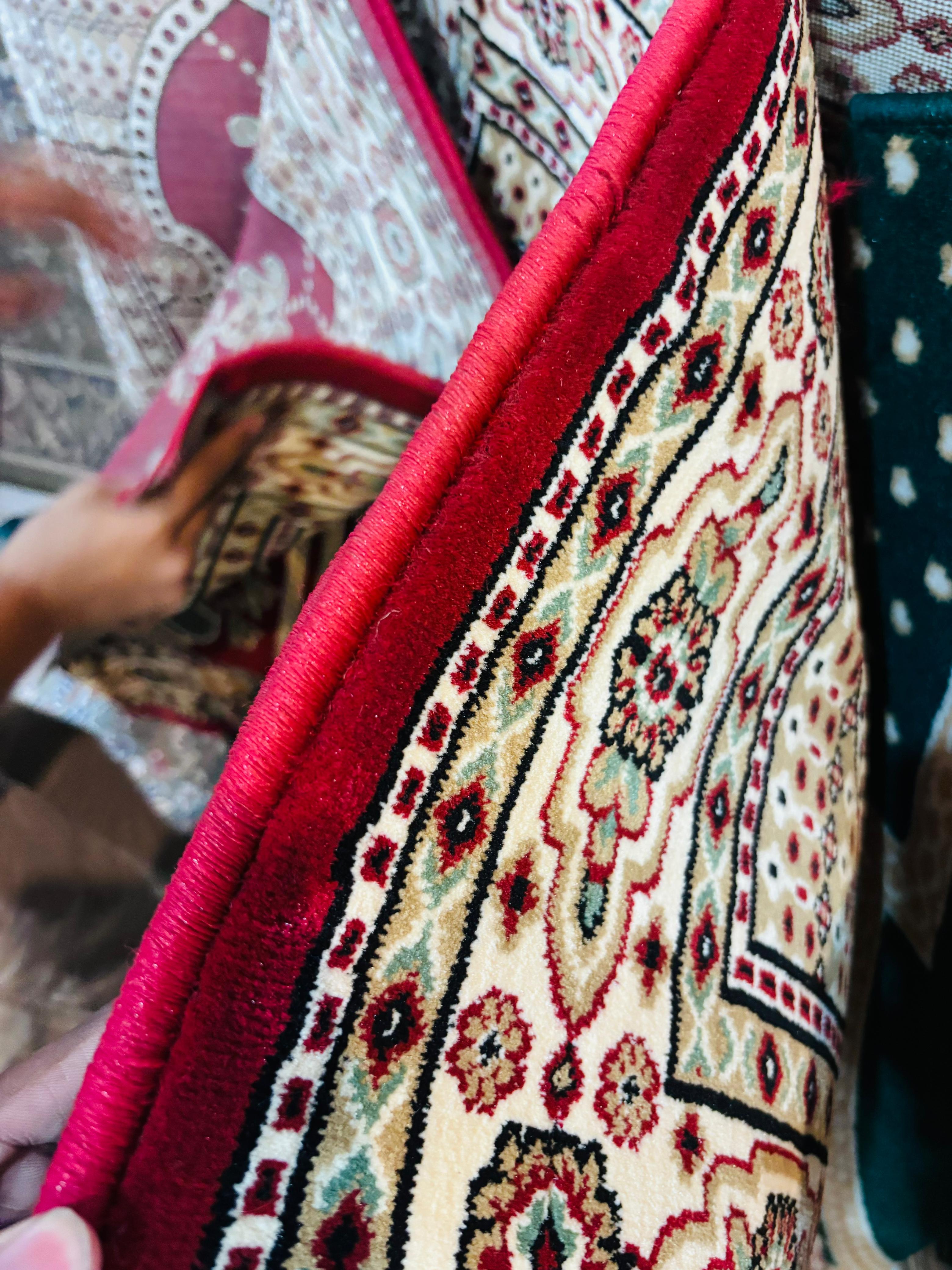 Red Floral Mihrab Janamaz Mosque Carpet