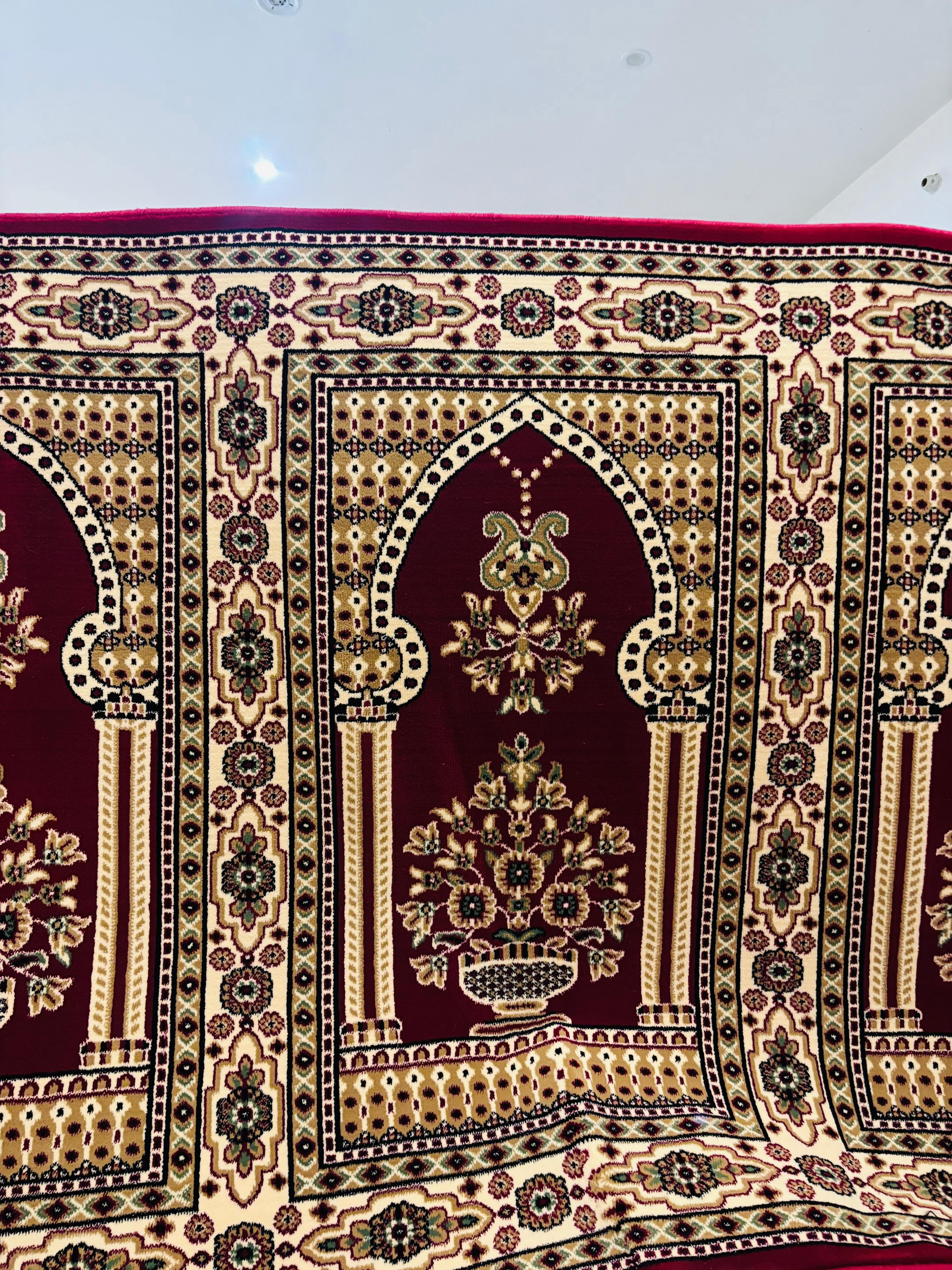 Red Floral Mihrab Janamaz Mosque Carpet