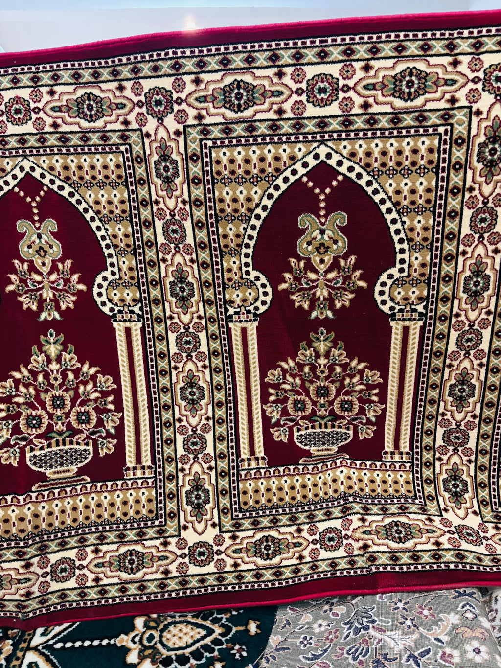 Red Floral Mihrab Janamaz Mosque Carpet