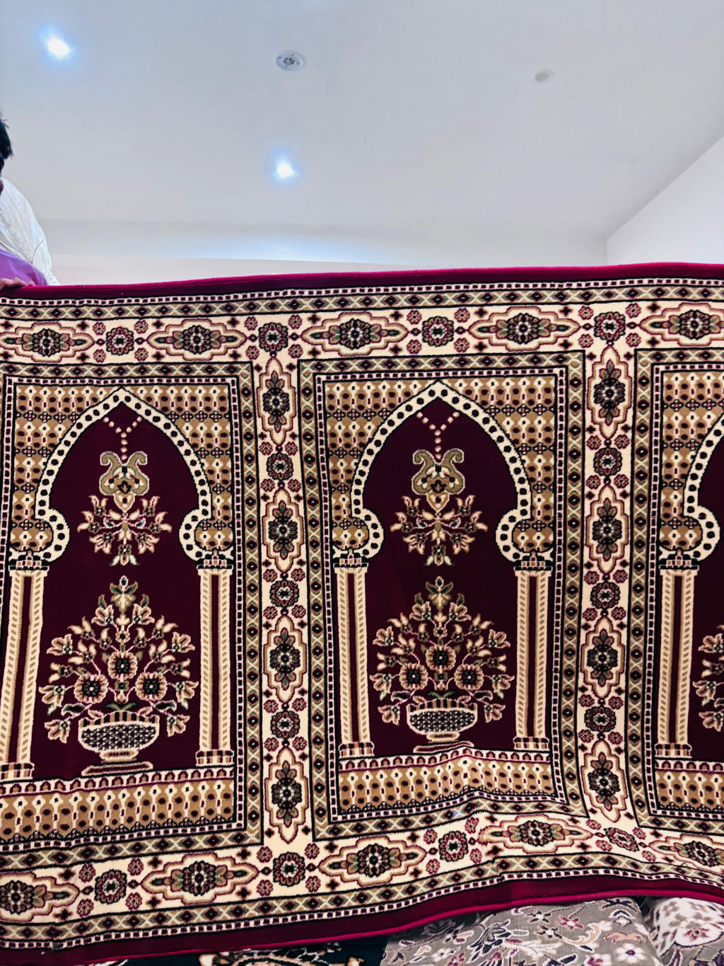 Red Floral Mihrab Janamaz Mosque Carpet