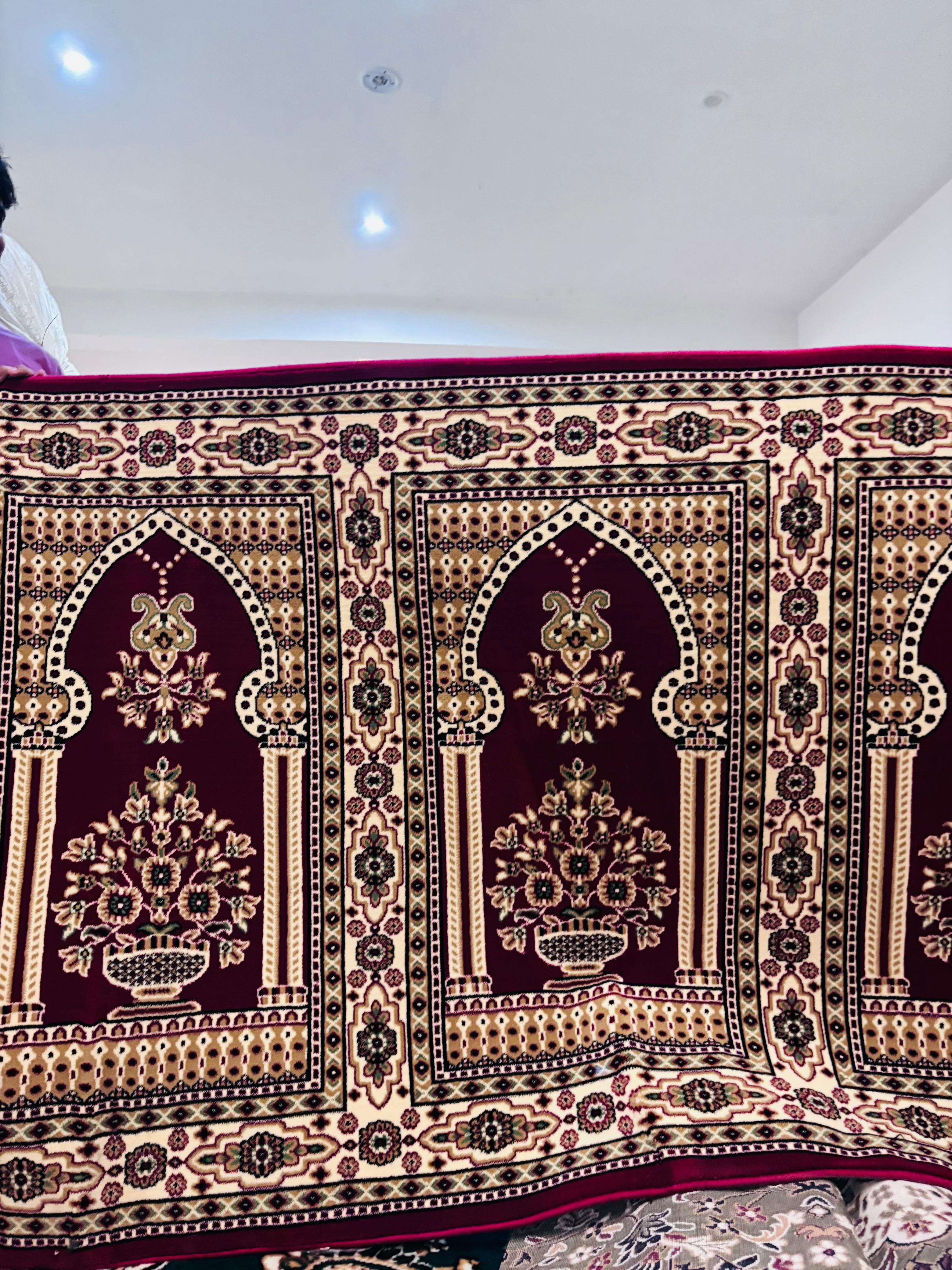 Red Floral Mihrab Janamaz Mosque Carpet