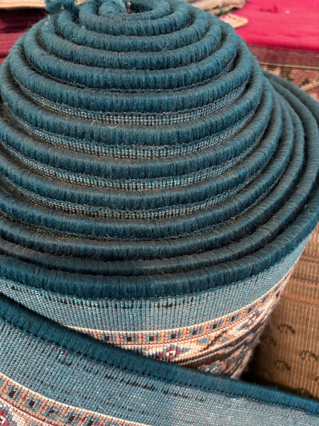 Blue Floral Mosque Prayer Carpet Roll – Islamic Masjid Rug