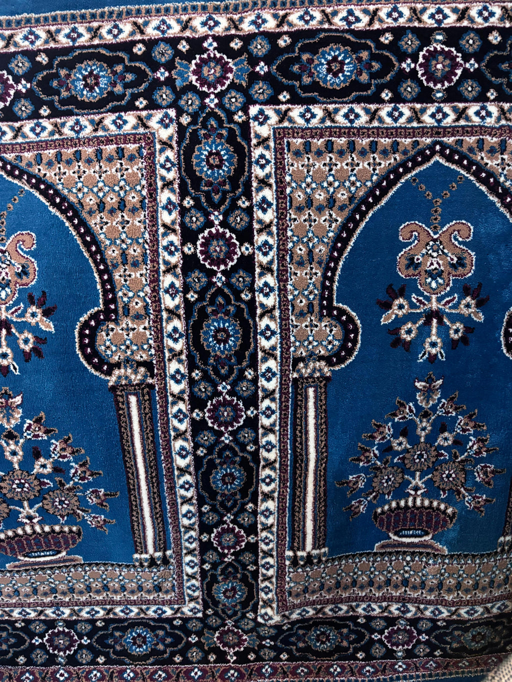 Blue Floral Mosque Prayer Carpet Roll – Islamic Masjid Rug