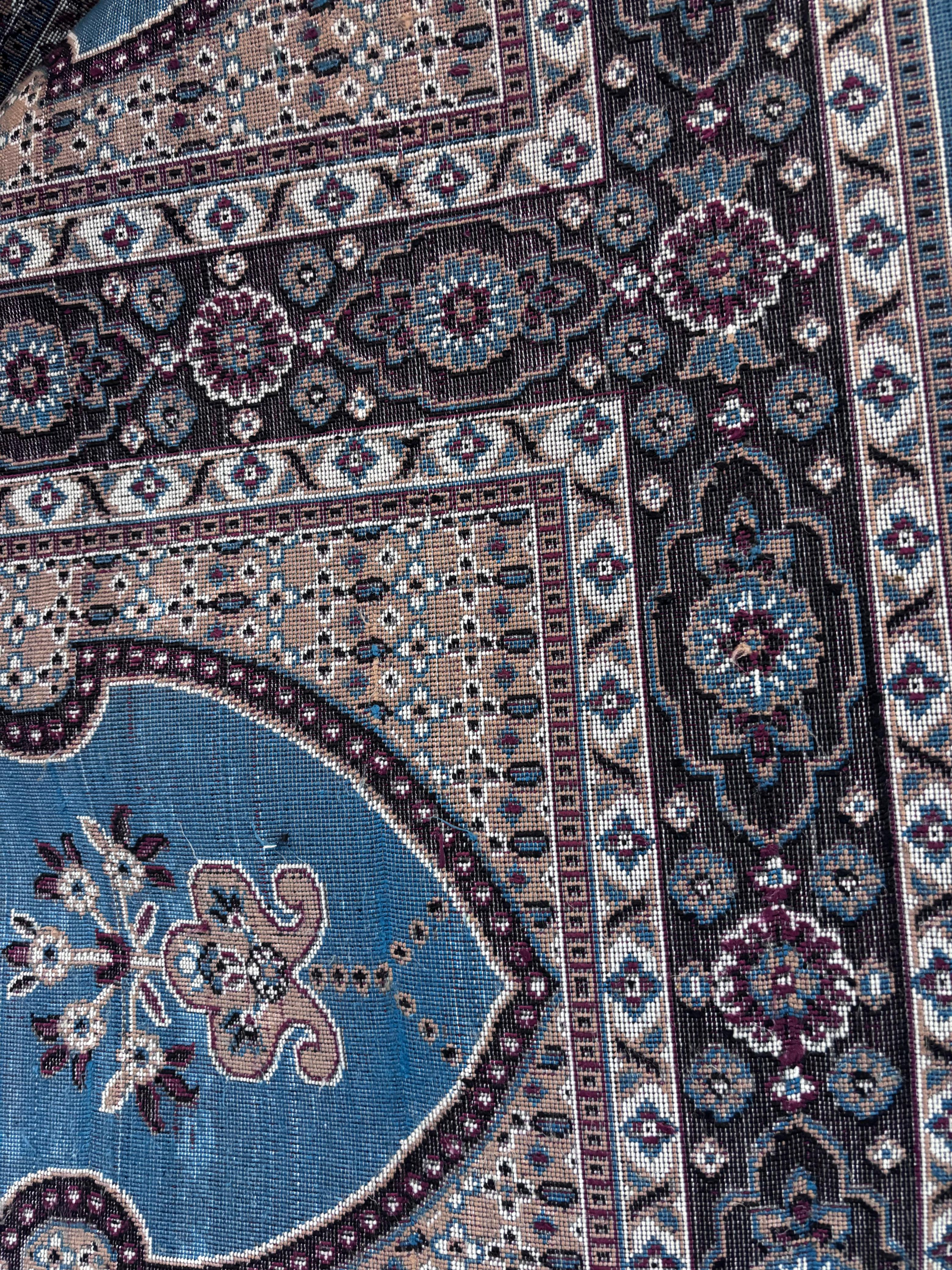 Blue Floral Mosque Prayer Carpet Roll – Islamic Masjid Rug