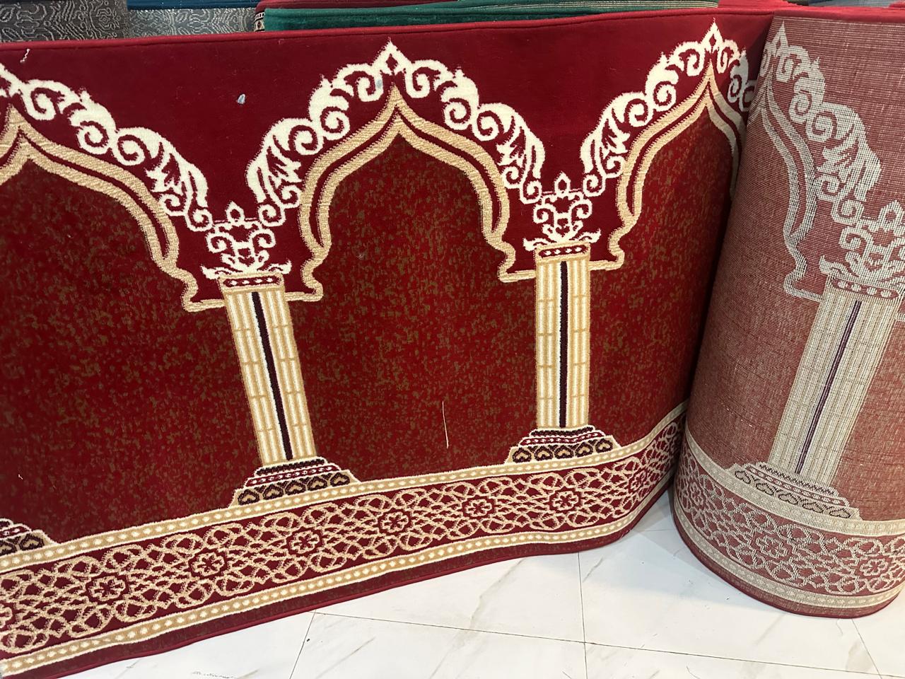 Classic Maroon Heritage Arch Mosque Carpet Half Inch Pile