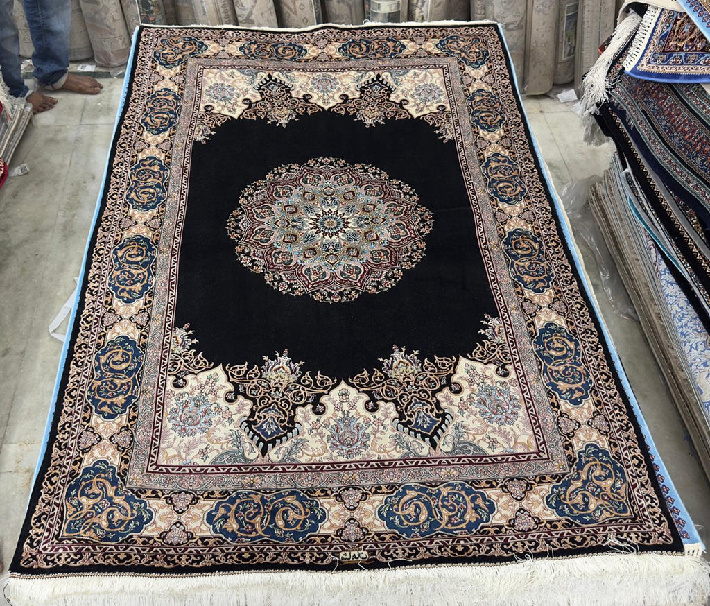 Opulent Irani Noir Medallion Carpet