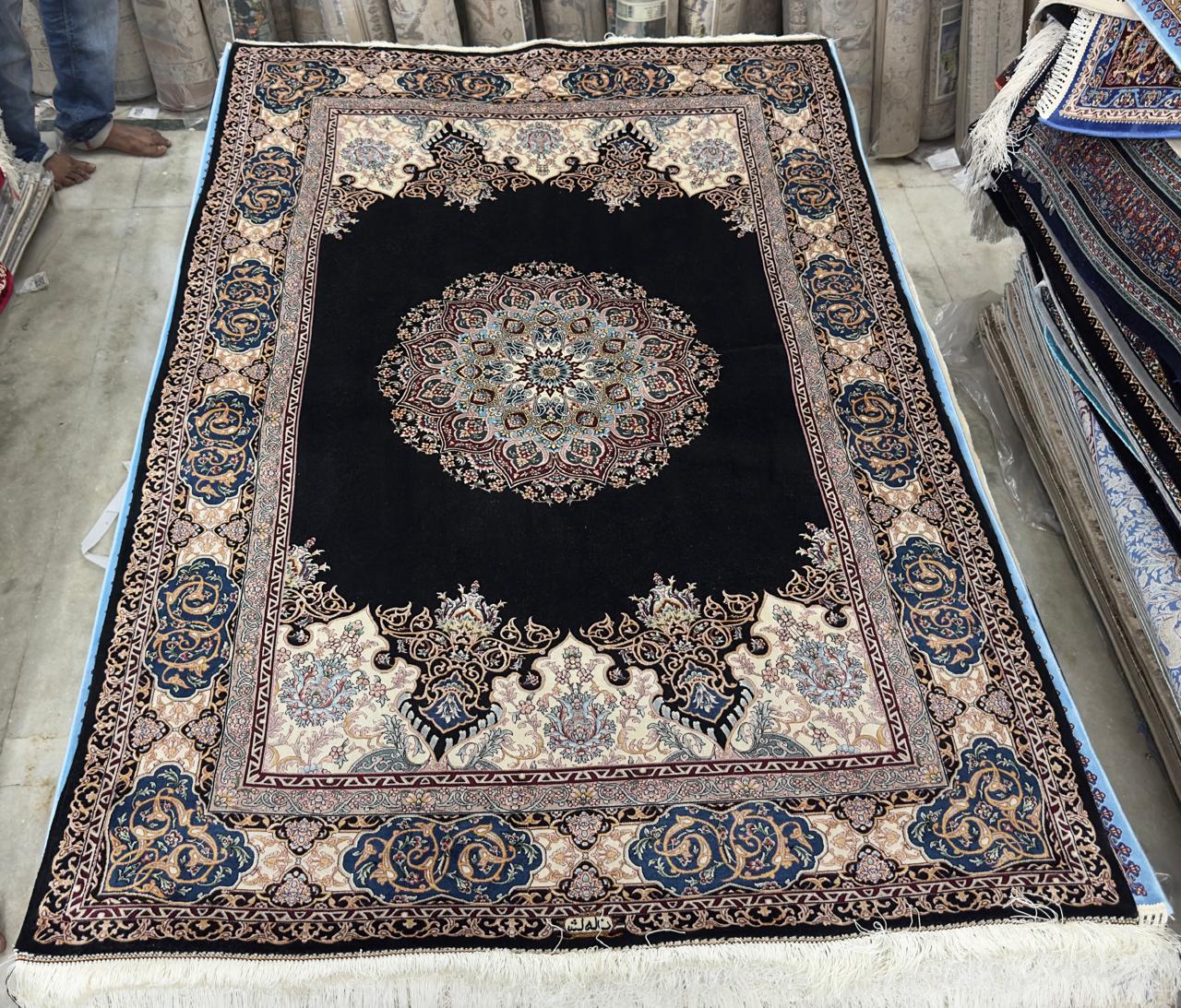 Opulent Irani Noir Medallion Carpet