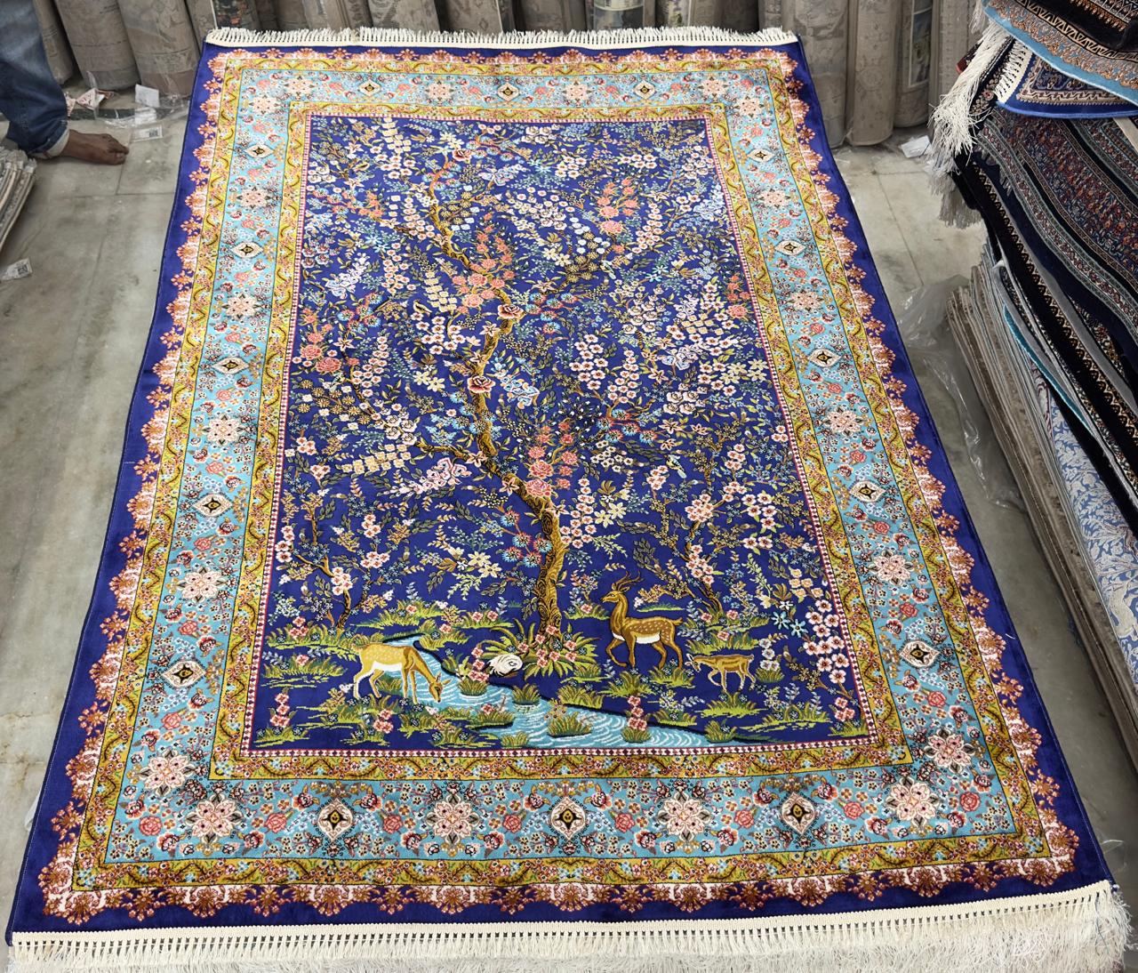 Royal Azure Garden Deer Carpet
