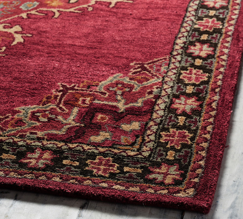 Traditional Maroon Wool Area Rug
