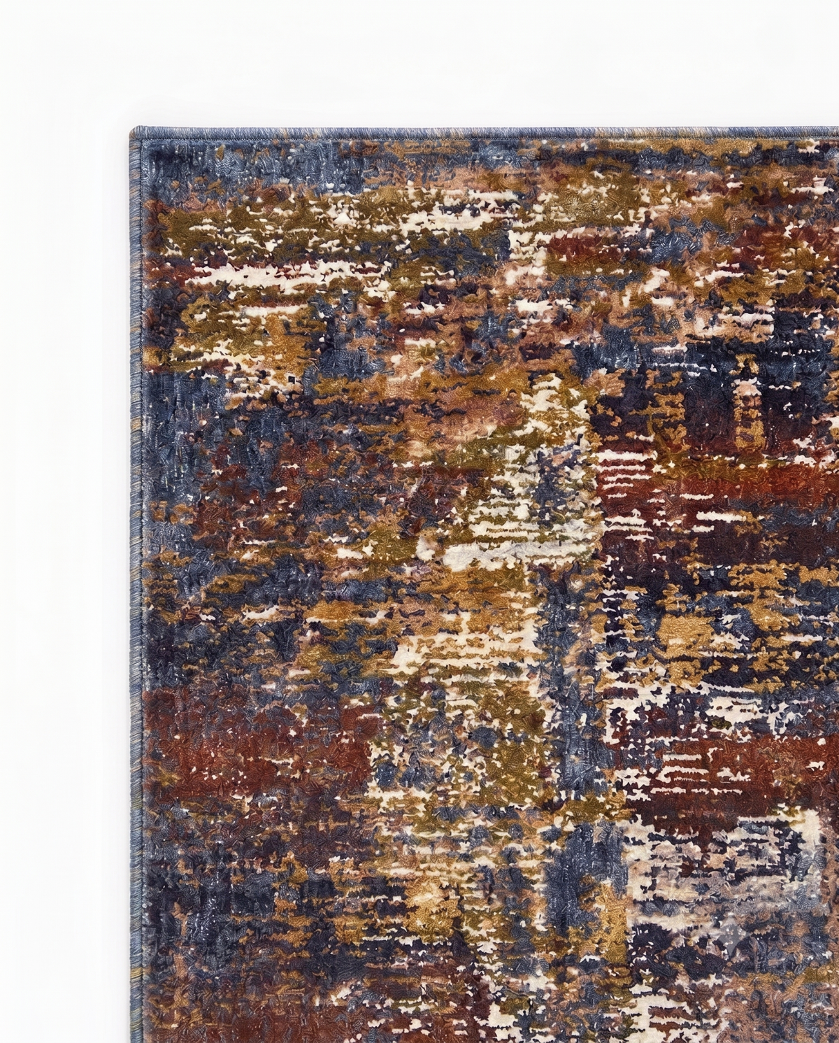 Vintage Abstract Blue Brown Rug