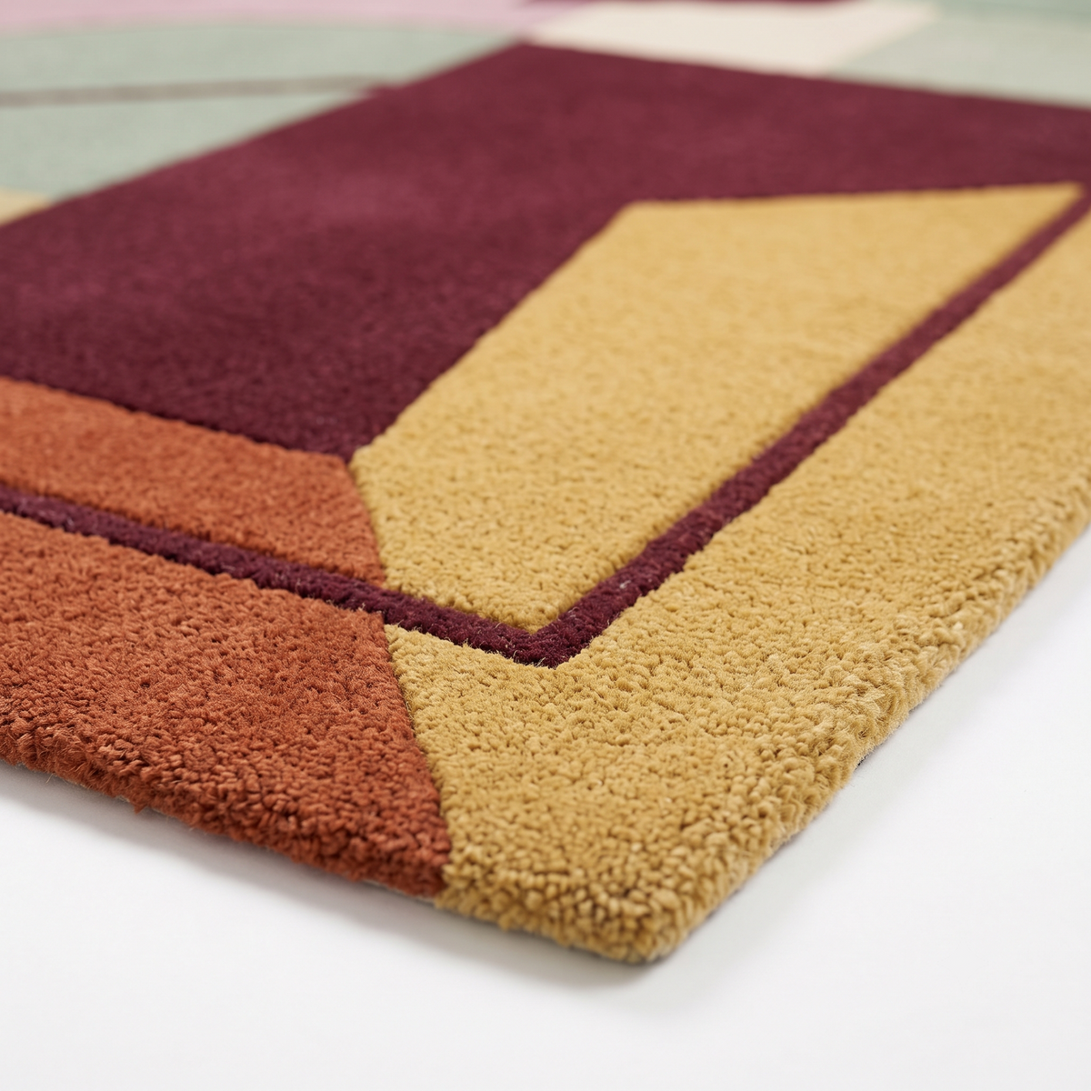Modern Abstract Geometric Multicolor Hand Tufted Rug