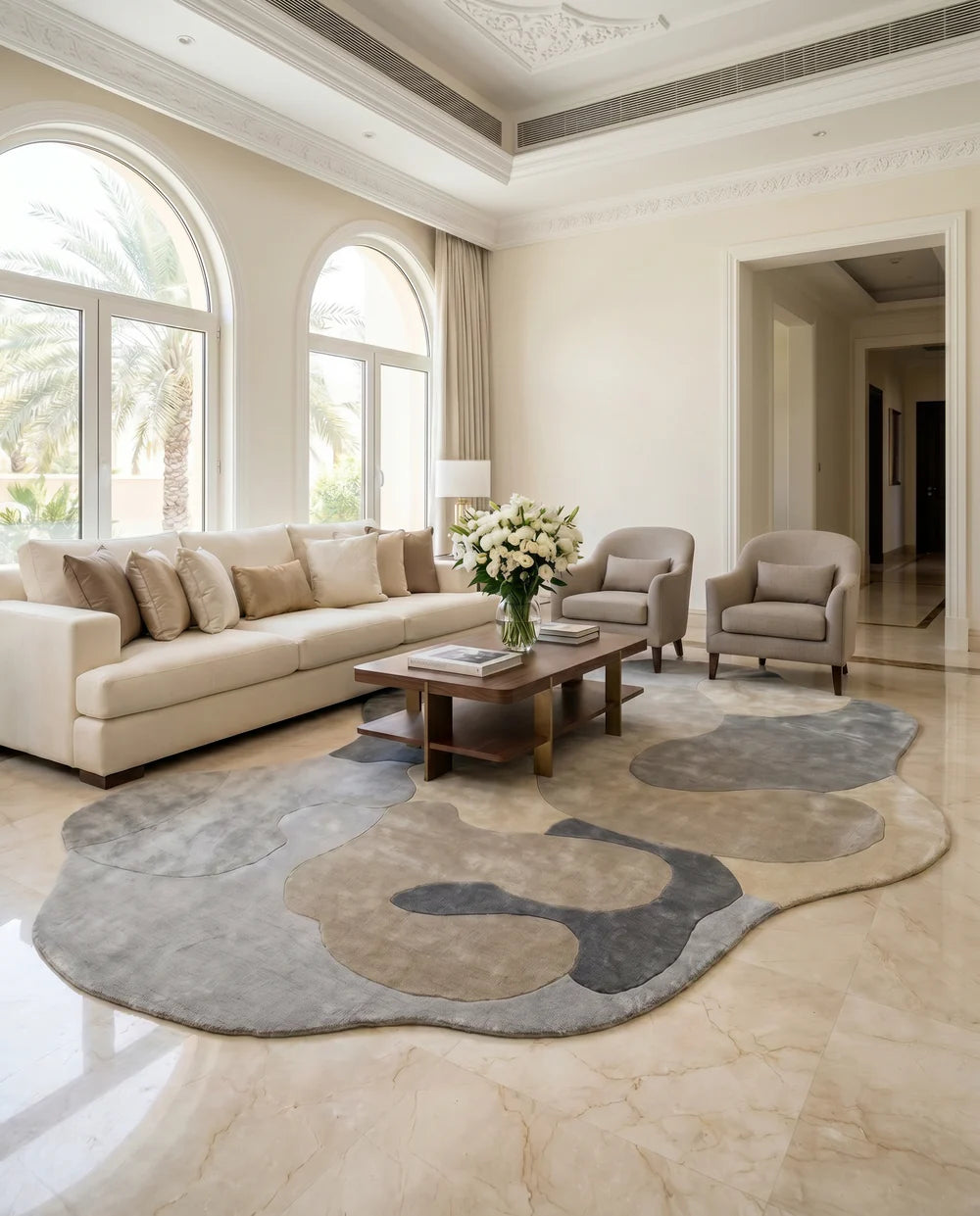 Stone Grey Handmade Designer Wool Rug