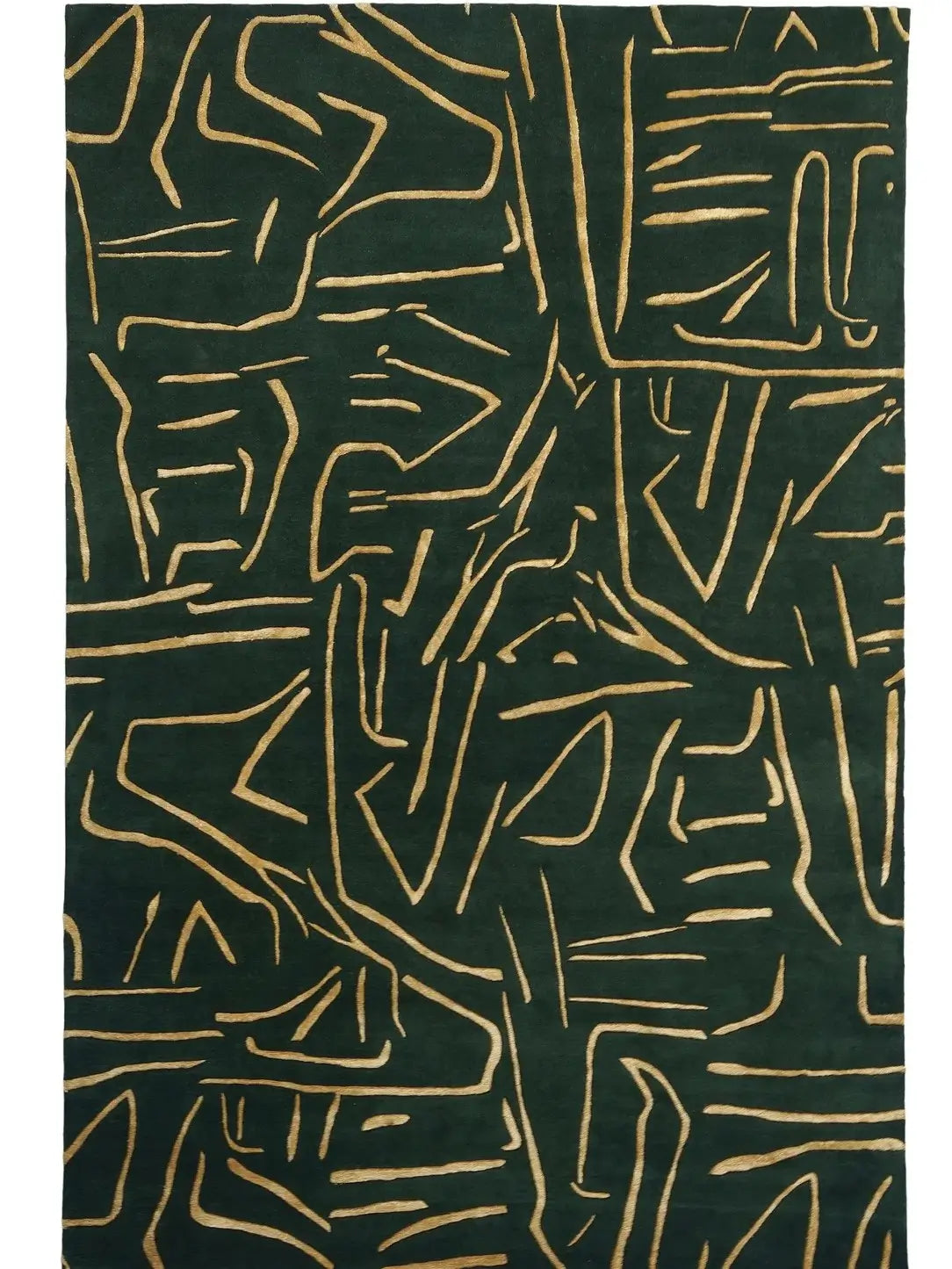 Handmade Emerald Gold Artistic Area Rug
