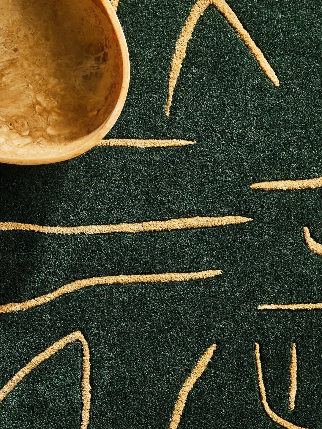 Handmade Emerald Gold Artistic Area Rug