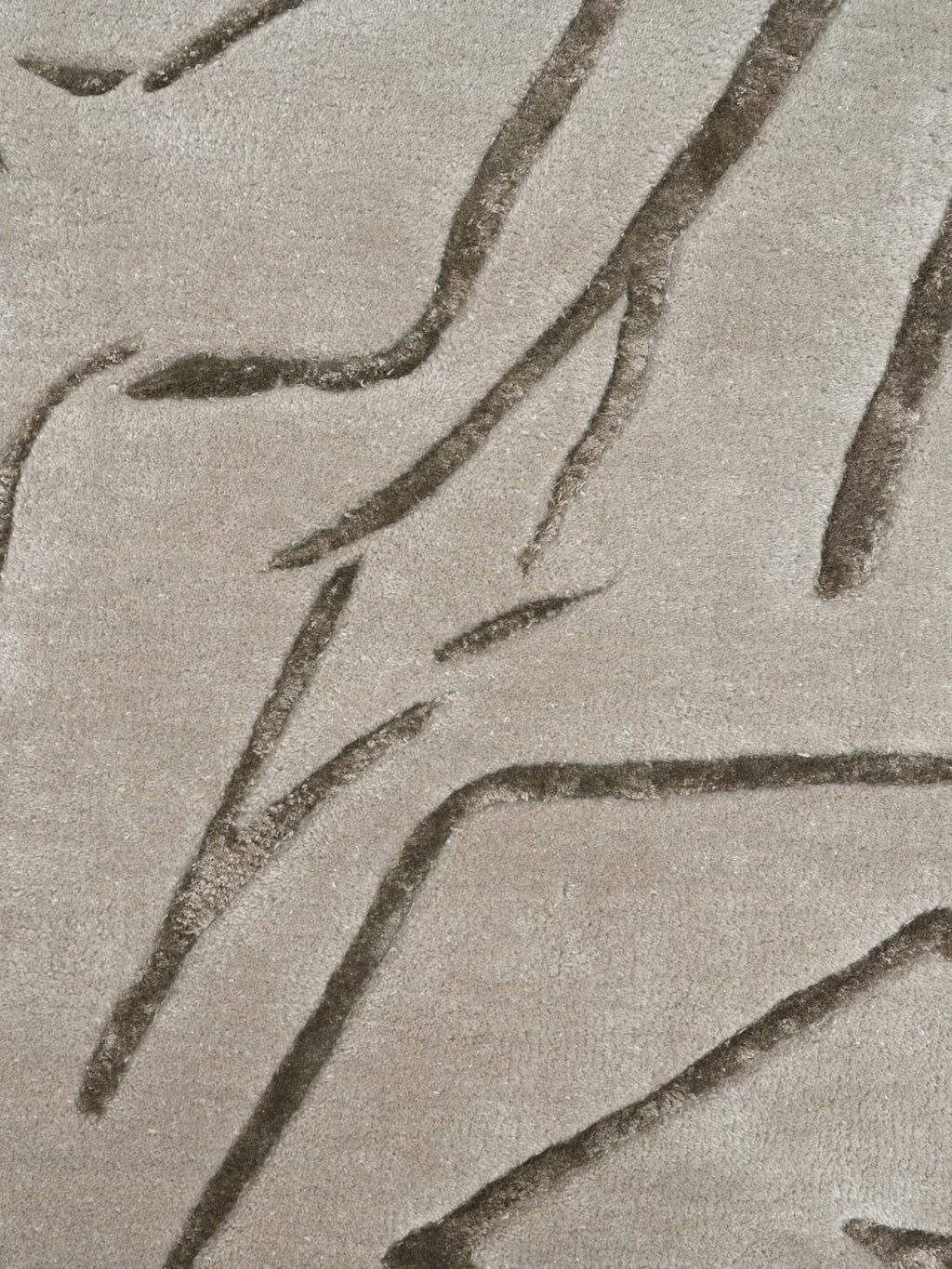 Stone Grey Abstract Linework Wool Rug