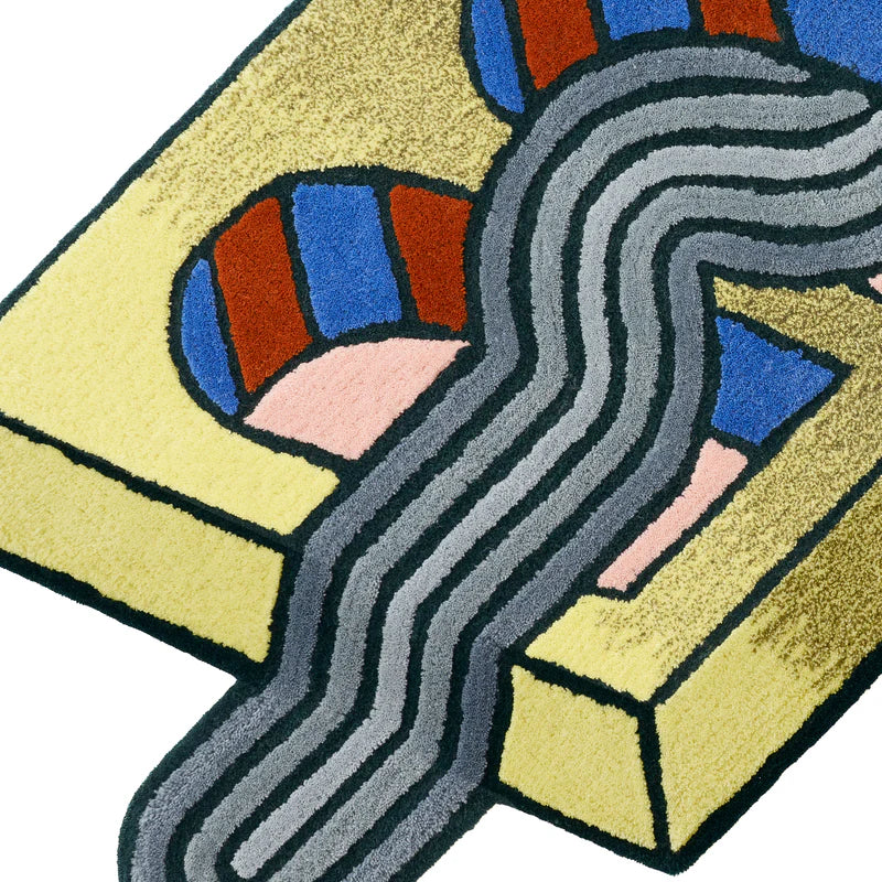 Designer 3D Geometry Wool Rug