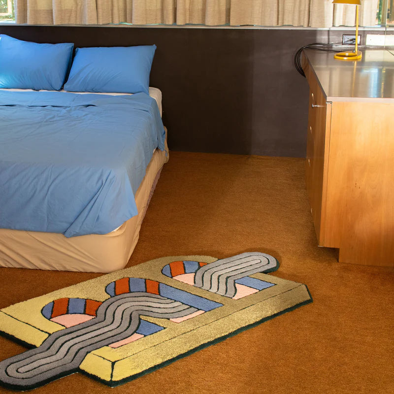 Designer 3D Geometry Wool Rug