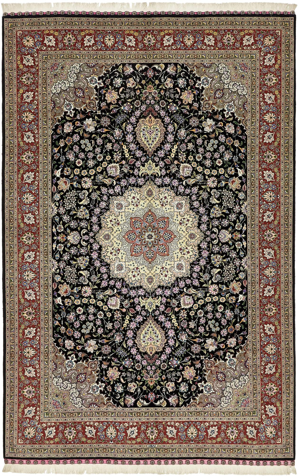 The Obsidian Sovereign Antique Noir Arabesque Medallion Area Rug