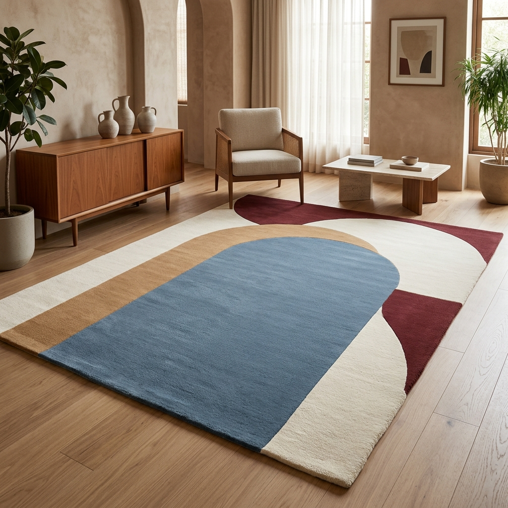 Modern Multicolor Abstract Arch Geometric Rug