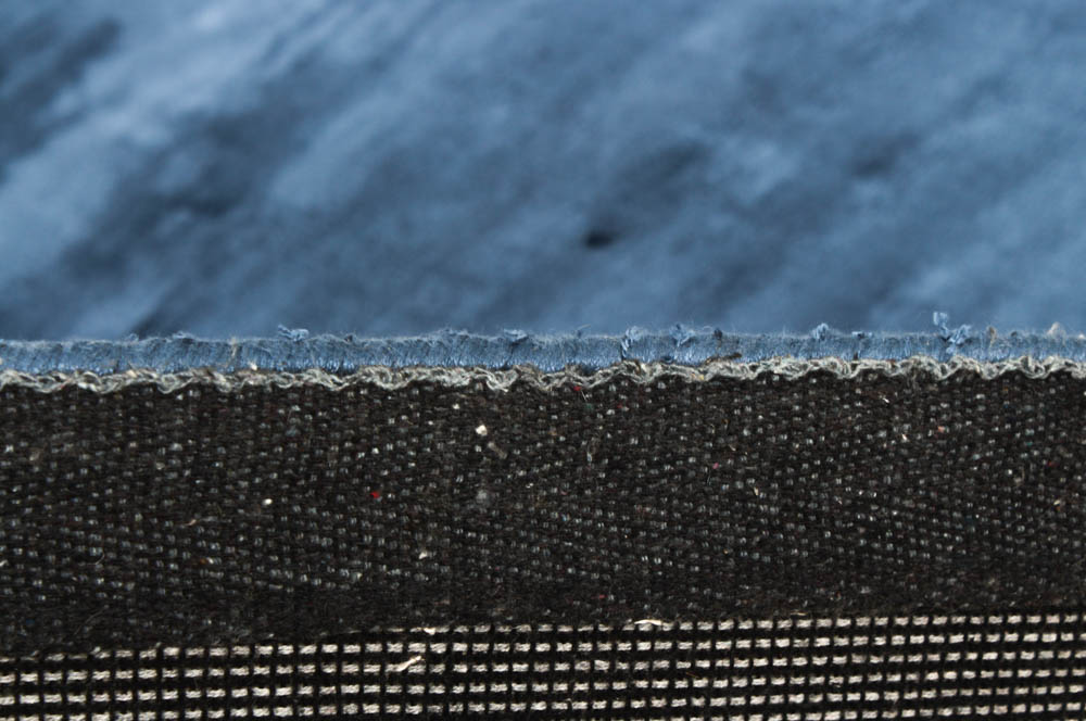 Deep Denim Blue Textured Viscose Rug