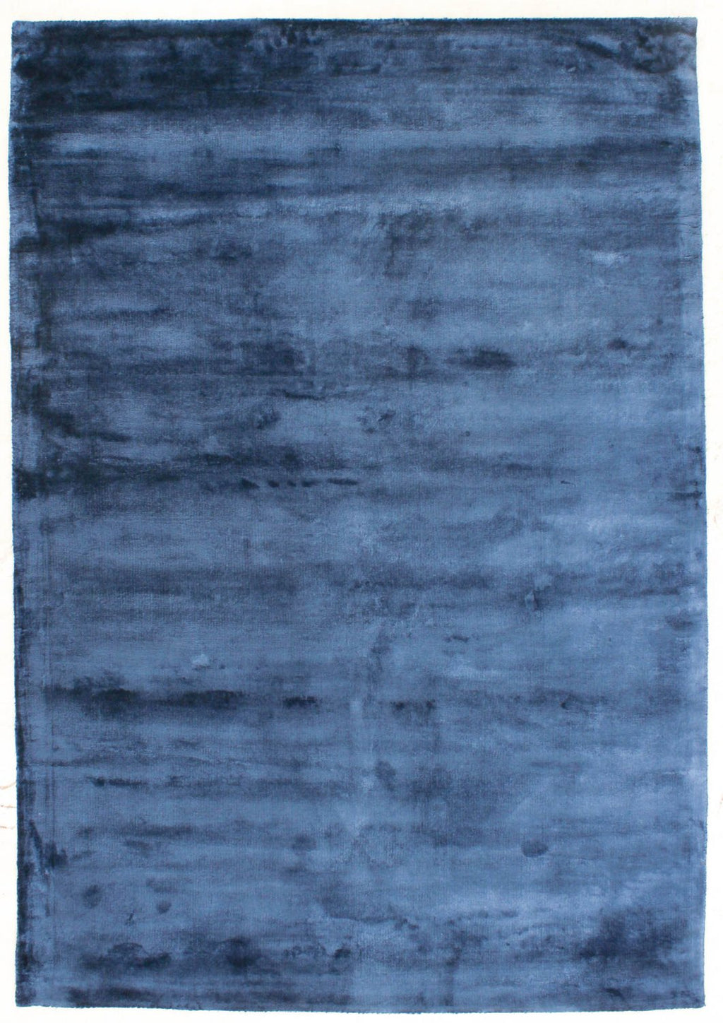 Deep Denim Blue Textured Viscose Rug