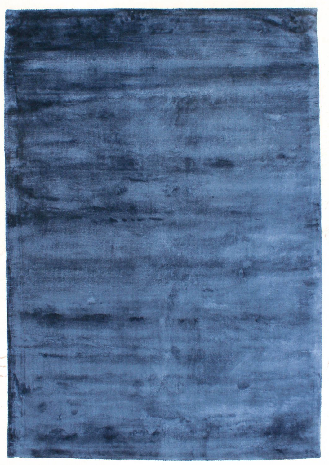 Deep Denim Blue Textured Viscose Rug