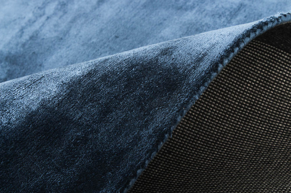 Deep Denim Blue Textured Viscose Rug