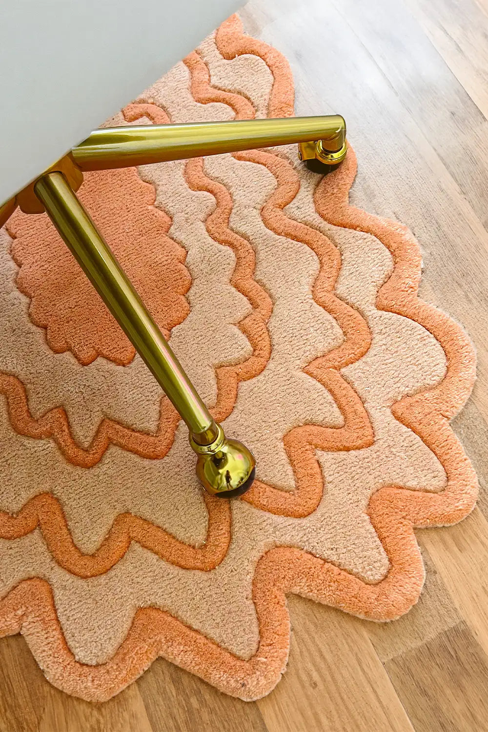 Contemporary Orange Scalloped Rug