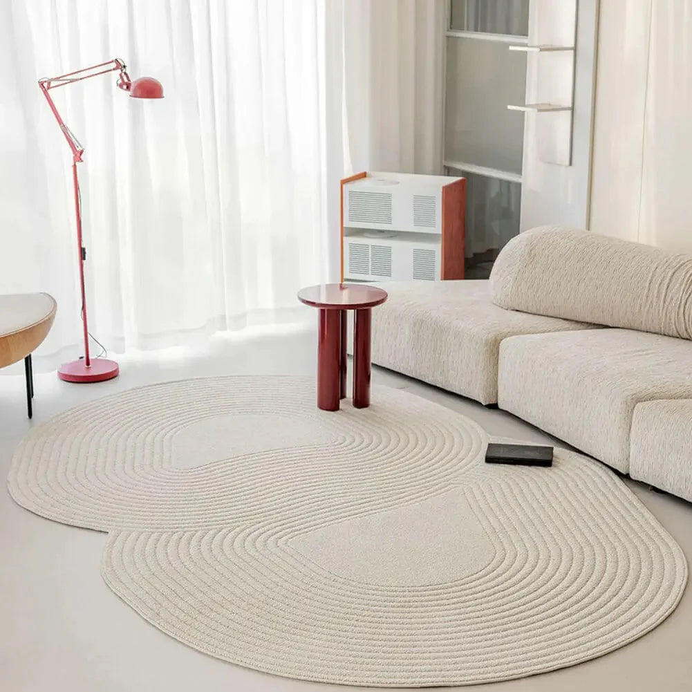 White Refined Orbital Silhouette Irregular Rug