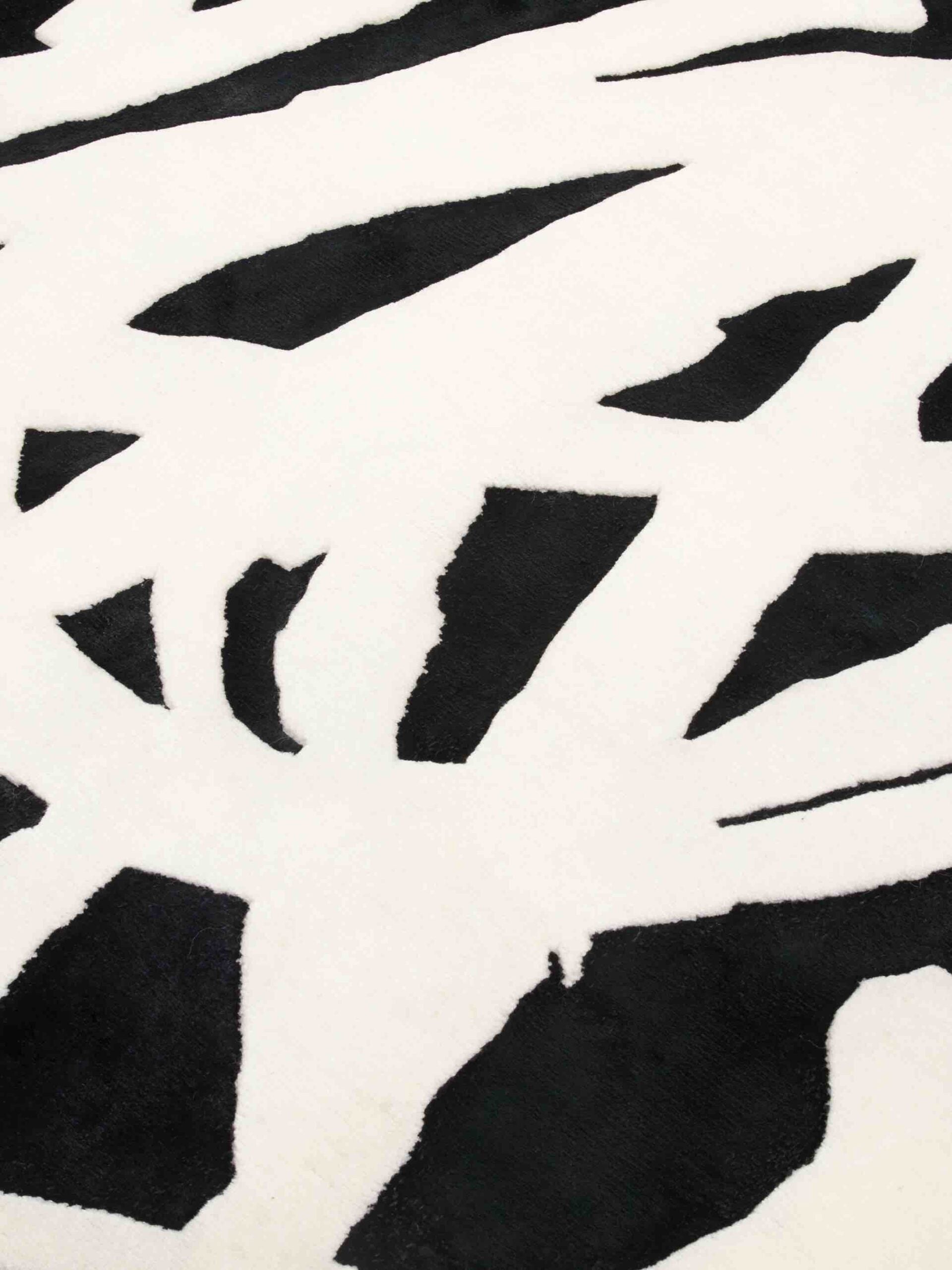 Monochrome Graffiti Border Wool Rug