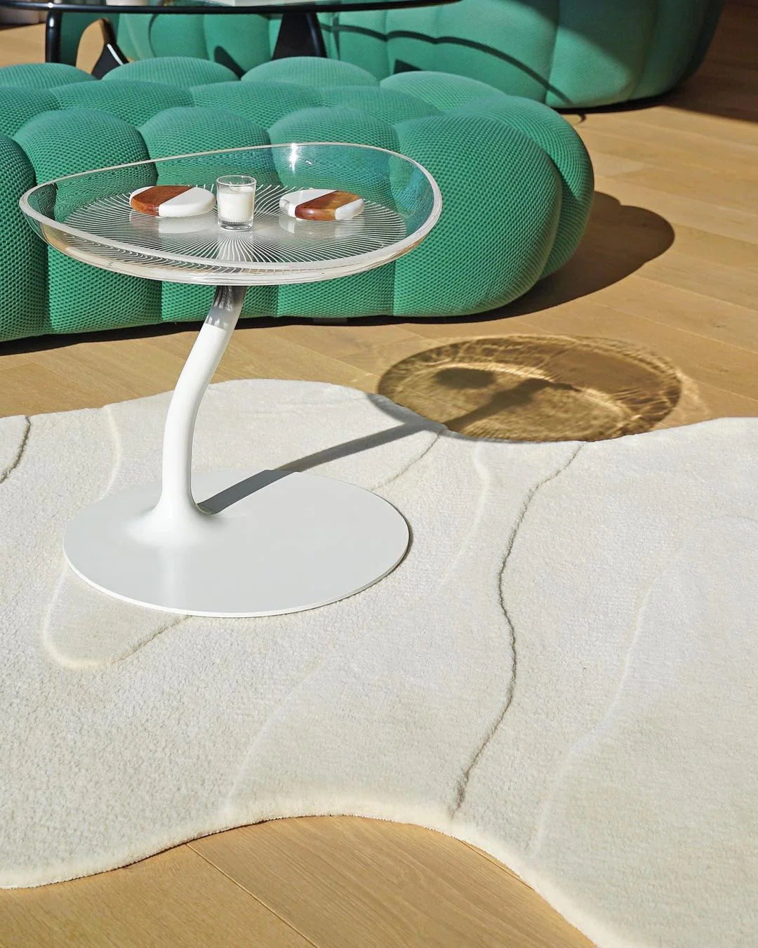 Ivory Contemporary Sculpted Irregular Rug