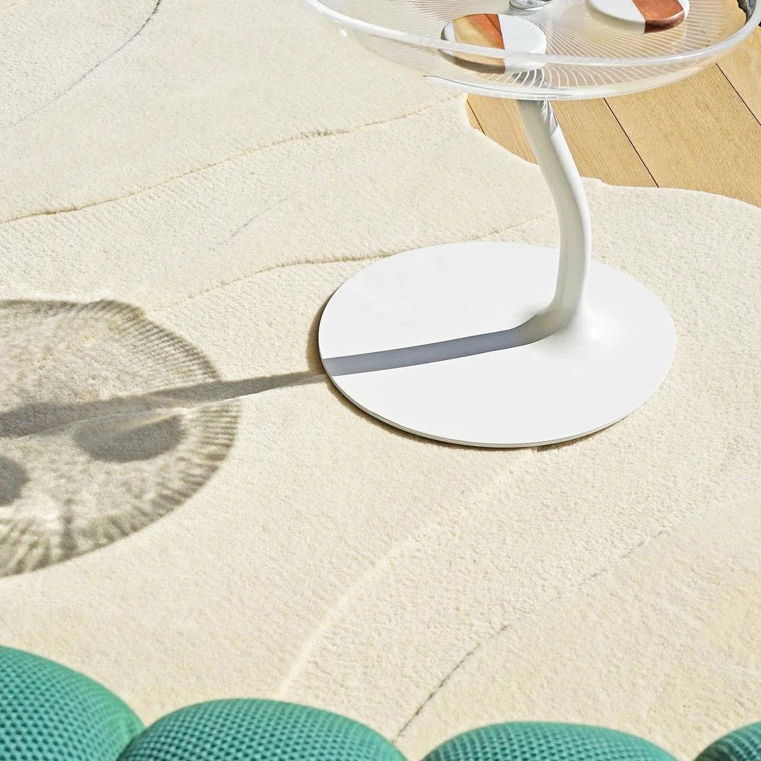 Ivory Contemporary Sculpted Irregular Rug
