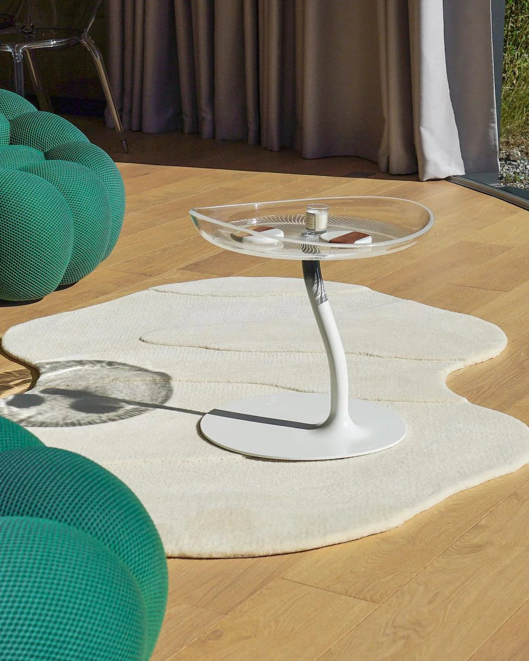 Ivory Contemporary Sculpted Irregular Rug