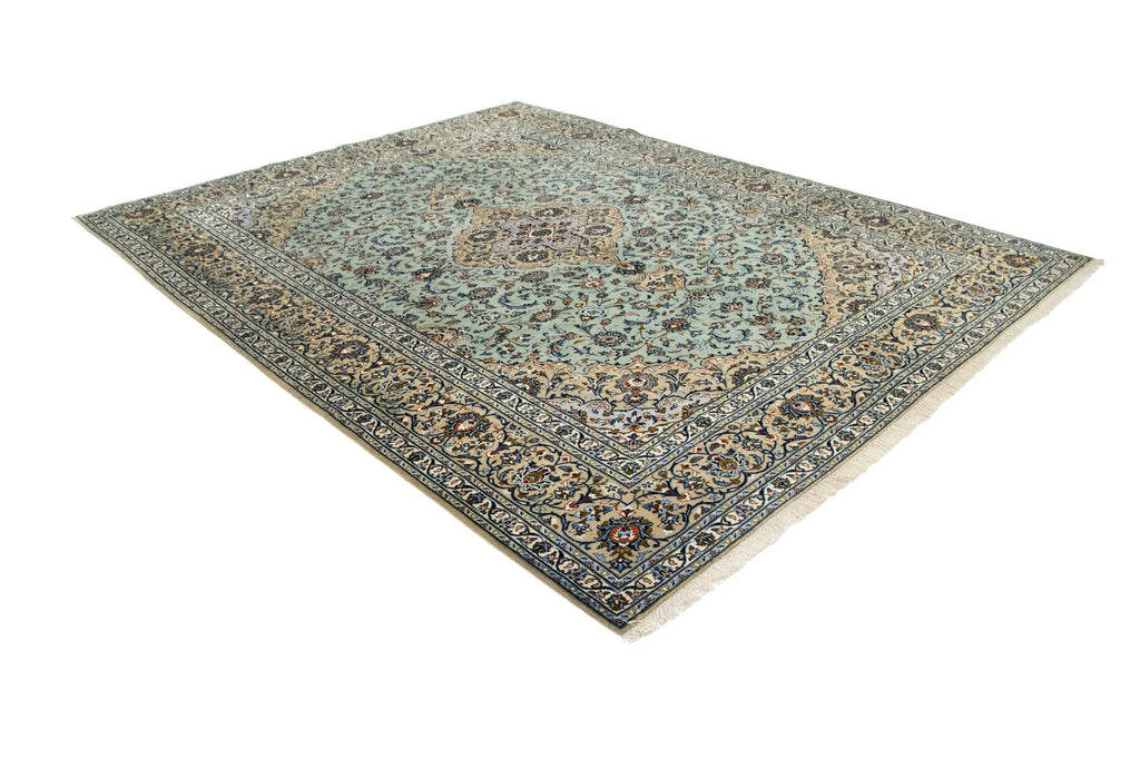 Hand-Knotted Royal Medallion Mint Wool Carpet