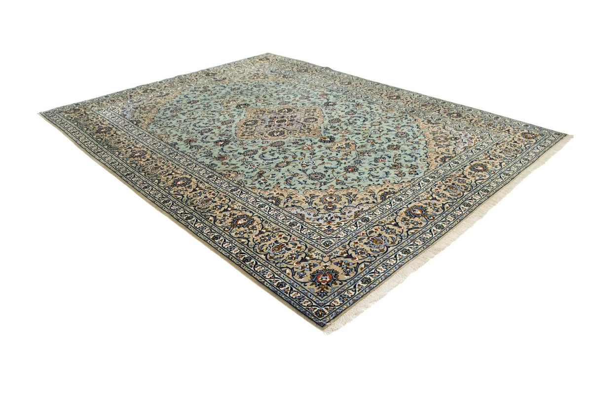 Hand-Knotted Royal Medallion Mint Wool Carpet