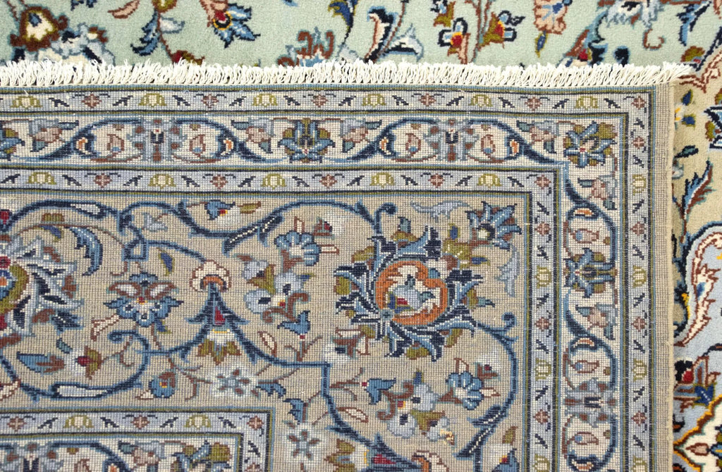 Hand-Knotted Royal Medallion Mint Wool Carpet