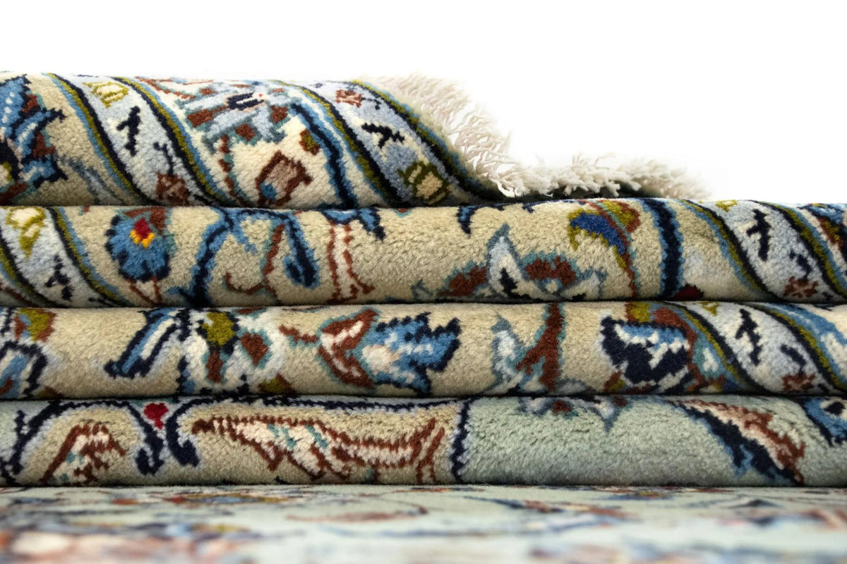 Hand-Knotted Royal Medallion Mint Wool Carpet