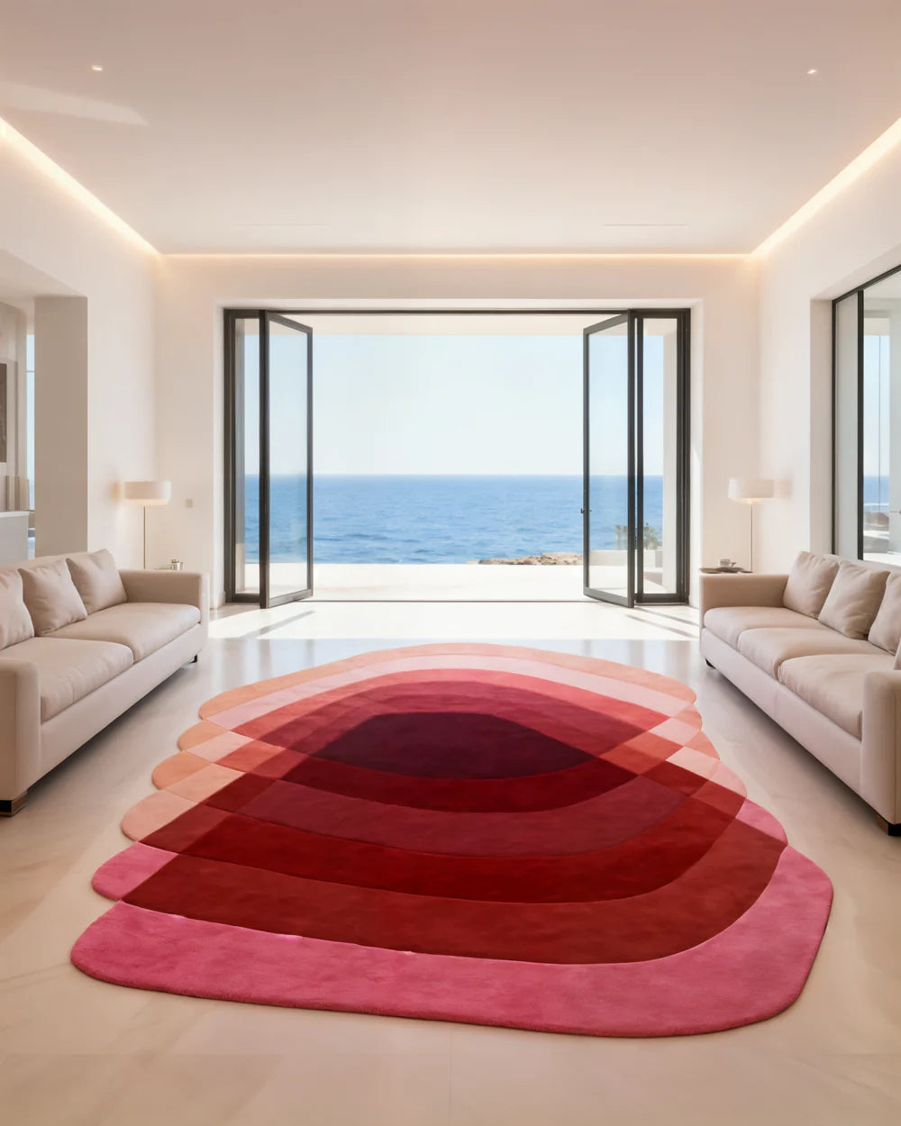 Crimson Ripple Hand-Tufted Wool Area Rug