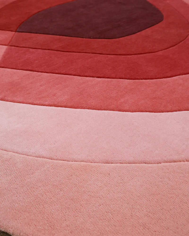 Crimson Ripple Hand-Tufted Wool Area Rug
