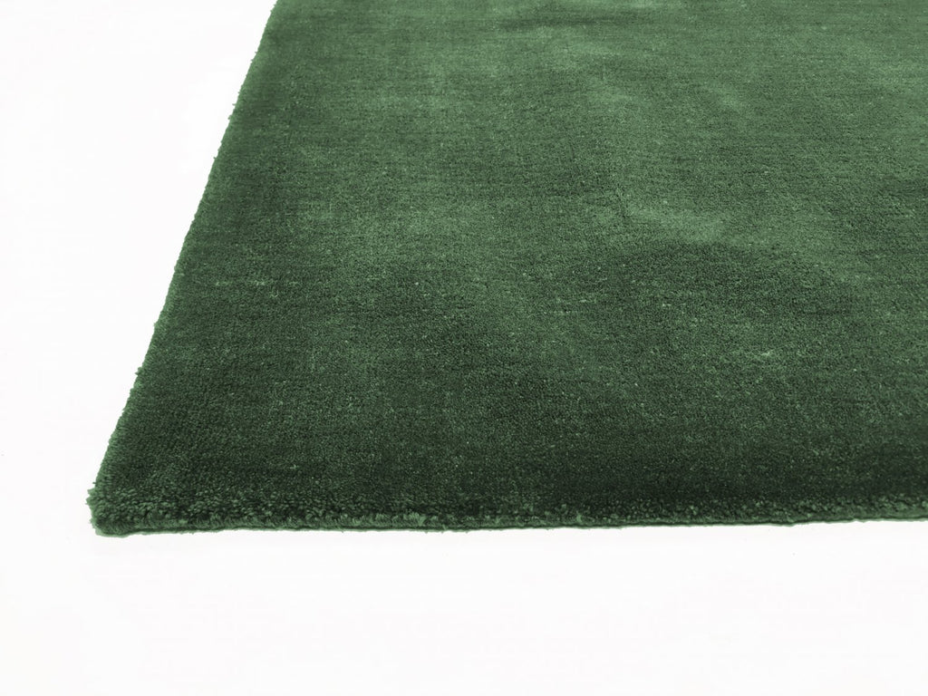 Solid Deep Pine Green Lustre Velvet Area Rug