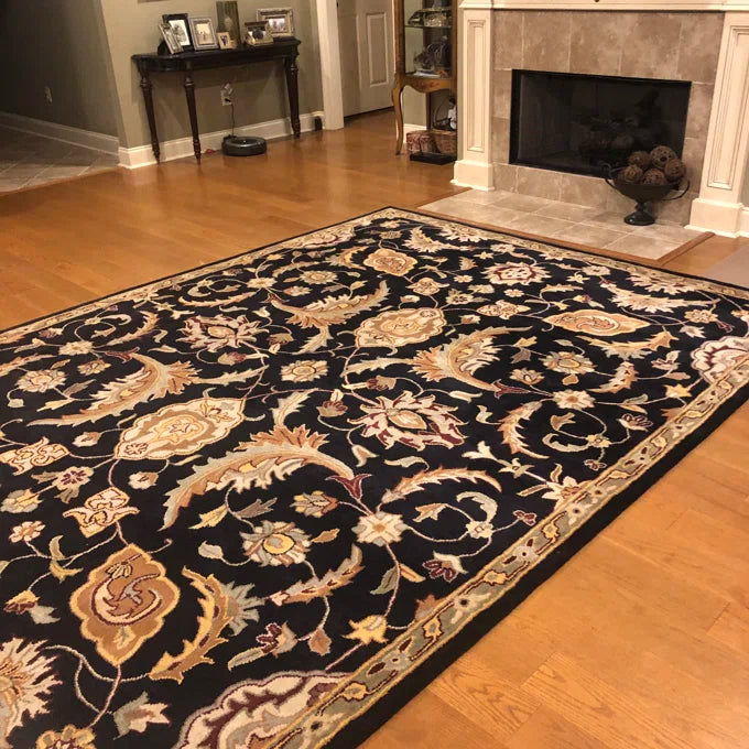 Traditional Black Wool Rug