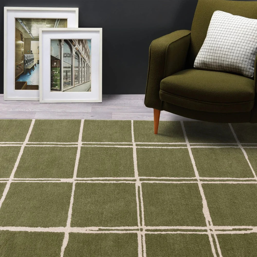 Modern Hand Tufted Check Carpet