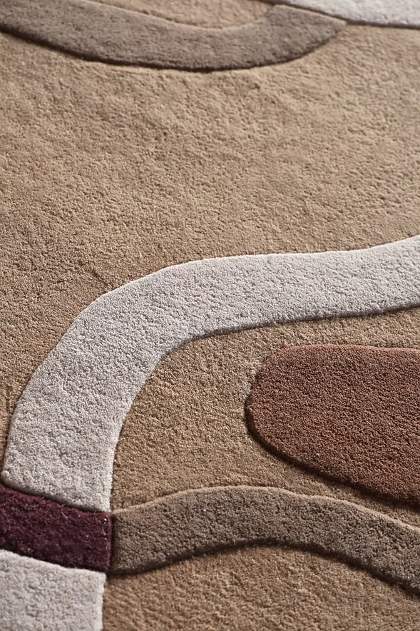 Brown Sculpted Fluid Pattern Rug