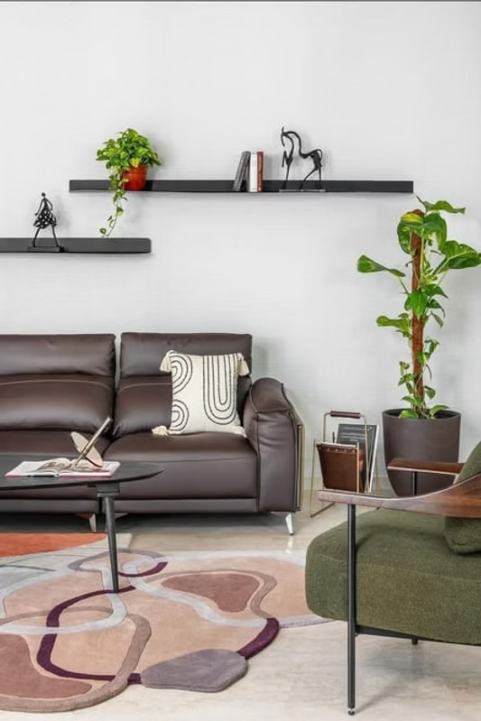 Brown Sculpted Fluid Pattern Rug